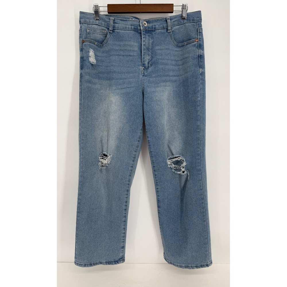 WallFlower Fearless Curvy Super High Rise Distressed Straight Leg Jeans Sz 11